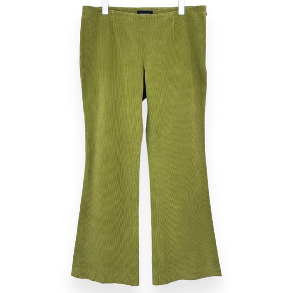 Piazza Sempione Moss Green Corduroy Wide Leg Cotton Trousers Pants sz 48